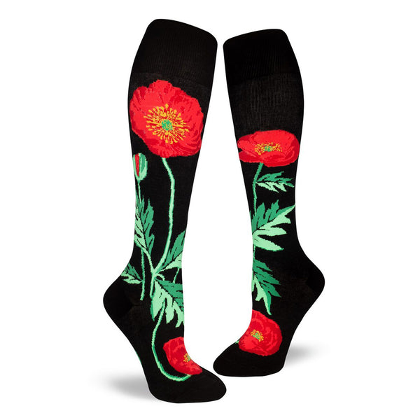 Bold Poppies Knee Socks